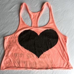 Orange Sleeveless Crop Tank Top with Cut Out